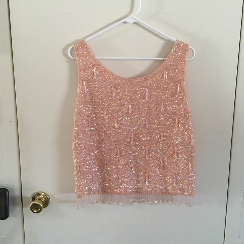 Vintage Pink Sequin Crop Top